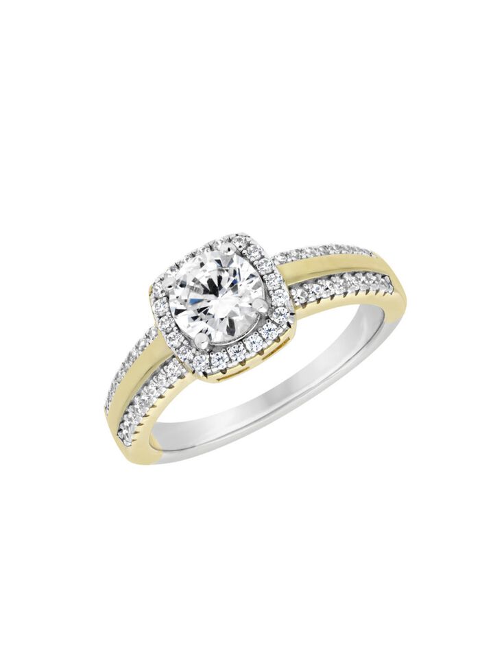 Damenring im Bicolor-Design mit synth. Zirkonia 