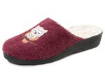 Gef&uuml;tterte Damen-Hausschuhe, mit Schurwolle BORDEAUX