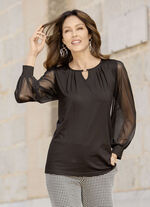 Shirt mit langen Chiffonärmeln, 