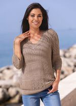 Pullover in Feinbouclé TAUPE MELIERT