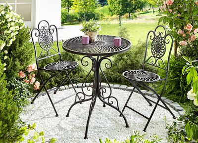 Gartenmöbel-Set, 3-teilig, aus Metall 