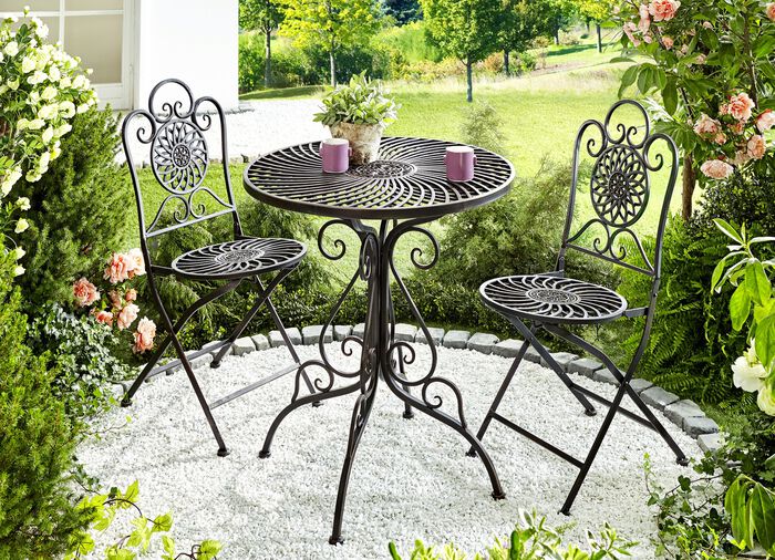 Gartenmöbel-Set, 3-teilig, aus Metall 