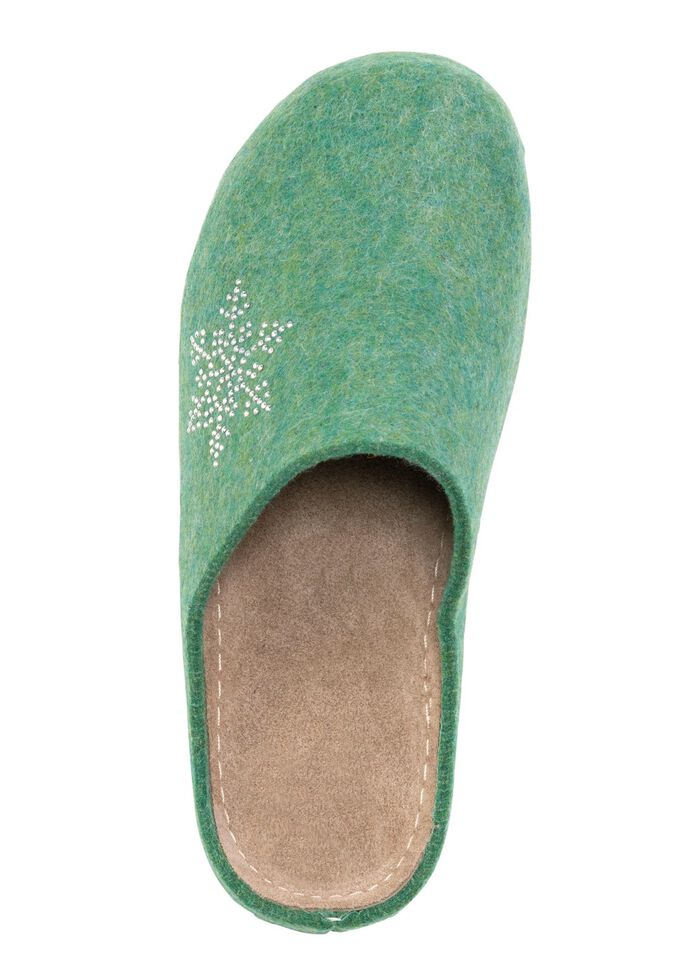 Laurina Pantoffel mit pfiffiger Nietenzier KARIBIKGR&Uuml;N