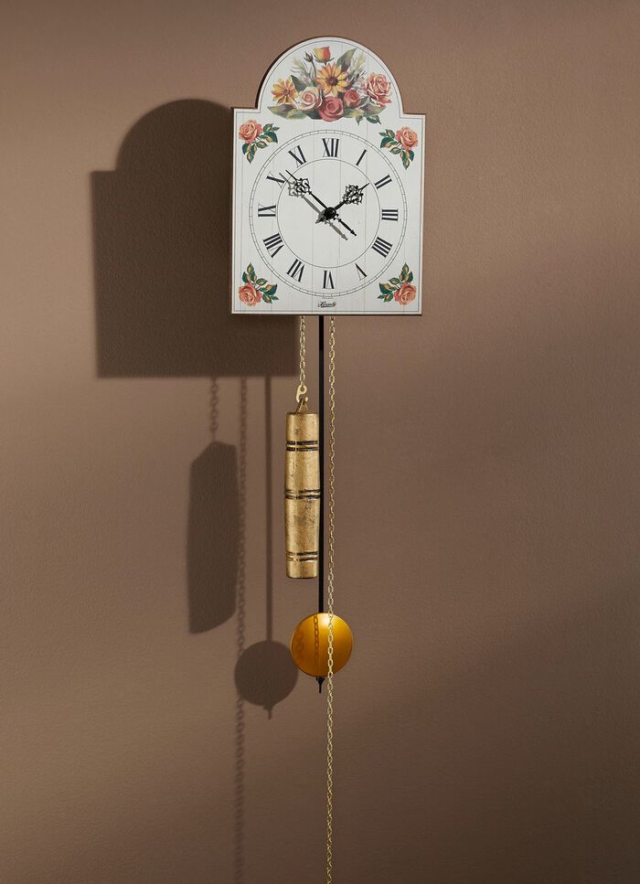 Schilduhr aus Holz mit r&ouml;mischen Ziffern WEISS-BUNT