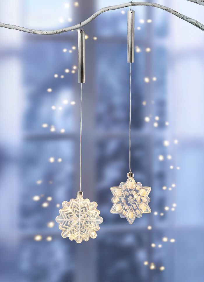 LED-Schneeflocken in Kristall-Optik 