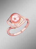 Rosevergoldeter Damenring mit S&uuml;sswasser-Zuchtperle 