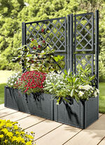 Pflanzkasten in moderner Rattan-Optik ANTHRAZIT