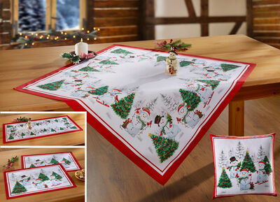 Tischdecke mit Schneemann-Druckmotiven - 