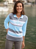 Pullover mit dezentem Glanz BLEU-GRAU-WEISS