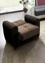 Polsterm&ouml;bel mit Bettfunktion und Bettkasten BRAUN-BEIGE