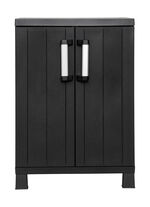 Geräteschrank Garage mit Holzlamellen-Effekt SCHWARZ
