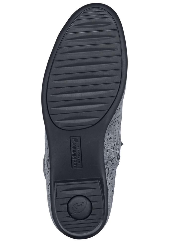 Waldläufer Schnür-Stiefelette mit floraler Prägung GRAU