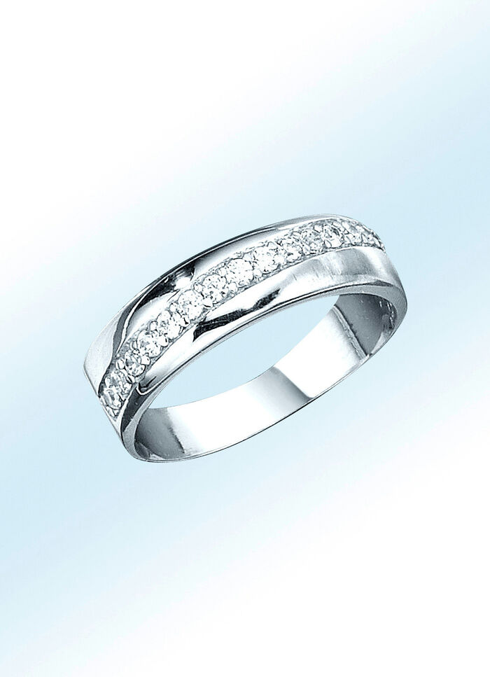 Hochgl&auml;nzender Damenring mit synth. Zirkonia 