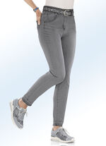Kn&ouml;chellange Jeans mit modischer Saumf&auml;rbung GRAU