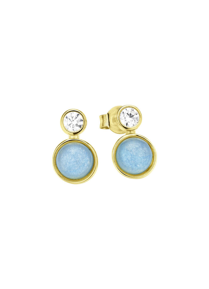 Himmlische Eleganz: Ohrstecker mit echten blauen Chalcedonen 