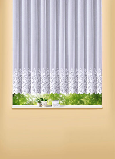 Blumenfenster-Vorhang mit geradem Abschluss 