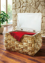 Sitztruhe aus Naturfaser in raffinierter Flechtart BEIGE-NATUR