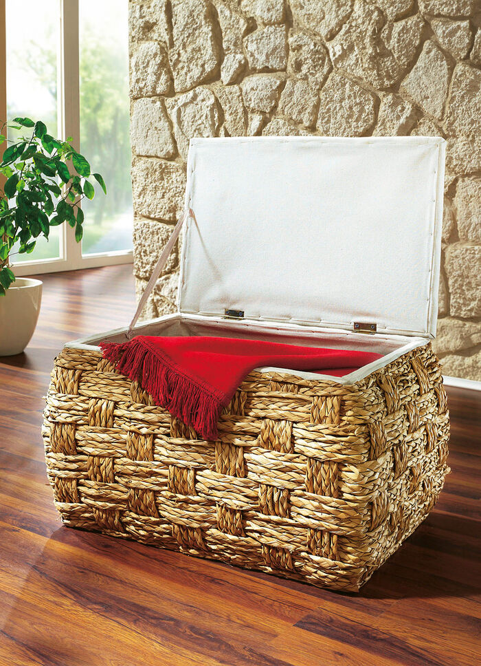 Sitztruhe aus Naturfaser in raffinierter Flechtart BEIGE-NATUR