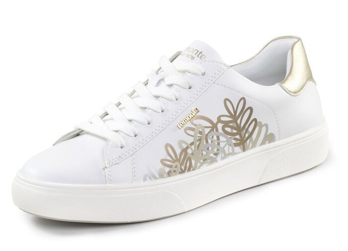 Remonte Sneaker mit verspieltem Bl&uuml;ten-Druck WEISS-BRONZE