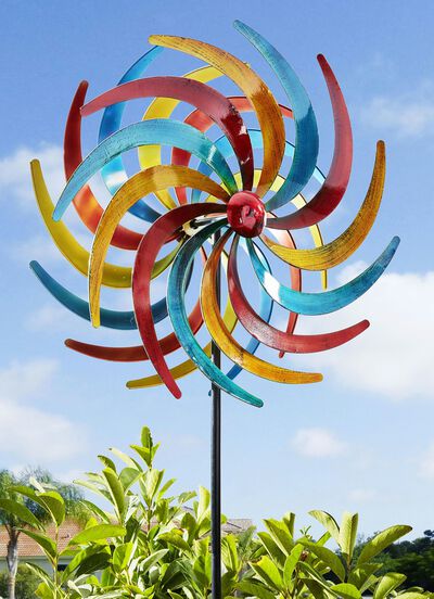 Doppel-Windrad in Tricolor aus Metall 