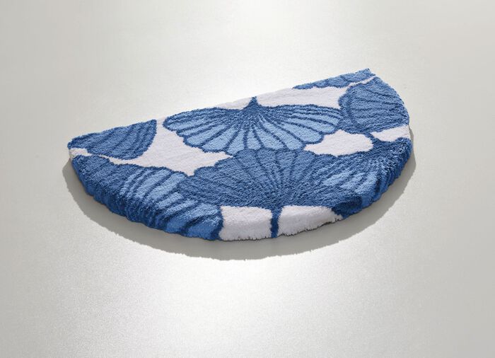 Badgarnitur mit Ginkgobl&auml;tter-Motiv BLAU