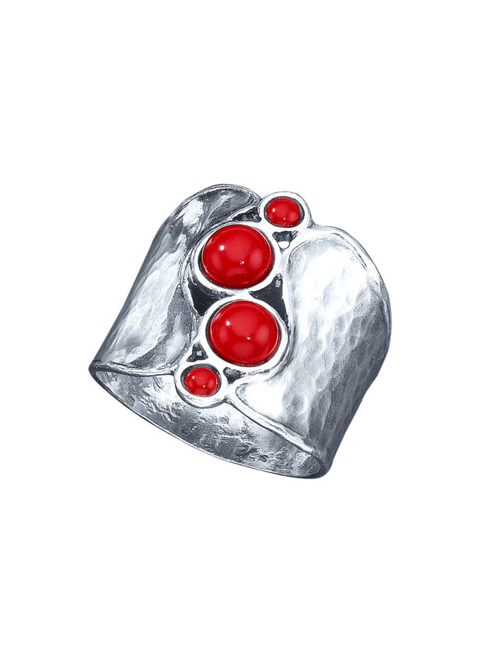 Aussergew&ouml;hnlicher Damenring mit Koralle, beh. 