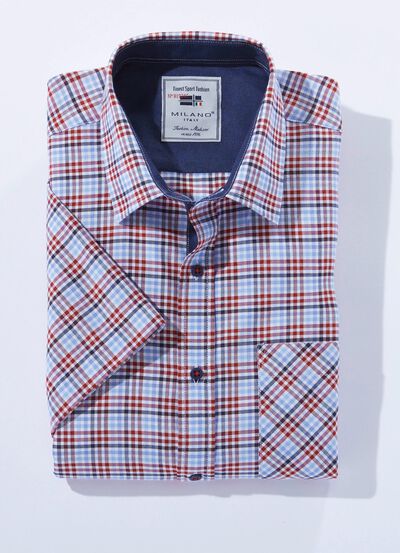 Kariertes &laquo;Milano Italy&raquo;-Hemd in 4 Farben 