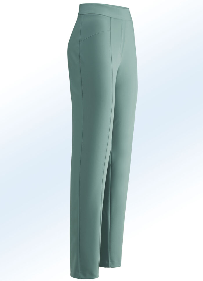 Hose mit hübschen Ziersteppungen JADEGRÜN