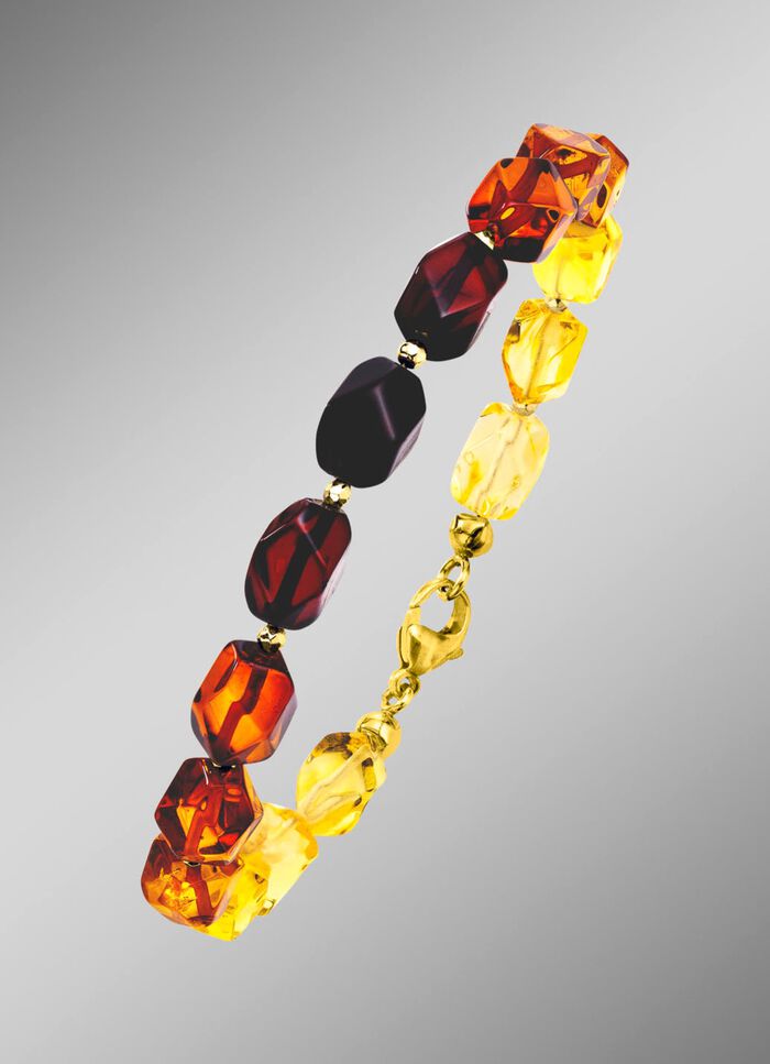 Edles Armband mit Bernstein und H&auml;matit 