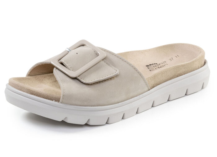 ELENA EDEN, stylische Damen-Pantoletten, Weite H, mit herausnehmbarem Fussbett BEIGE