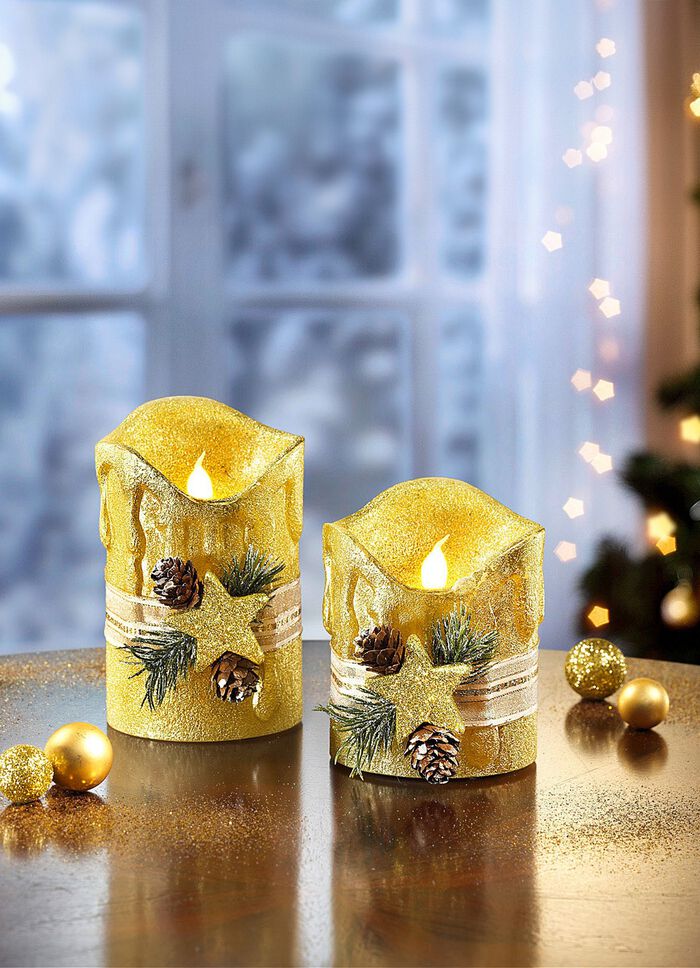 LED-Echtwachskerzen, 2er-Set 