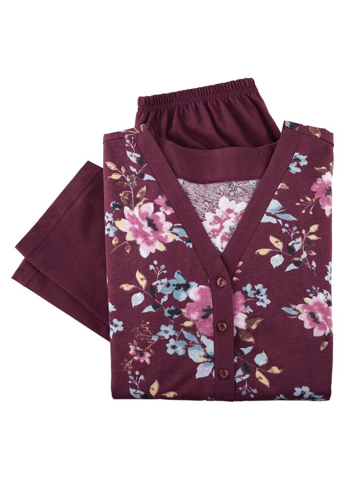 Pyjama mit Blende und Knopfleiste sowie langen &Auml;rmeln 