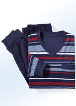 Zweierpack Pyjamas mit V-Ausschnitt und garngefärbtem Ringeldessin 
