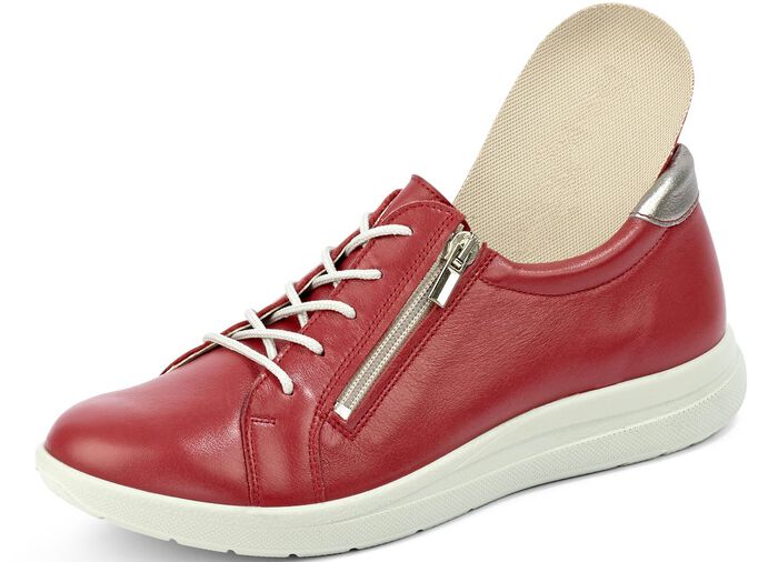 Schnürschuh mit praktischem Seitenreissverschluss ROT