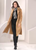 Mantel mit Gürtel und verdeckter Druckerleiste 