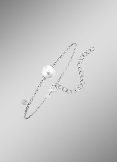 Armband mit S&uuml;sswasser-Zuchtperle und synth. Zirkonia 