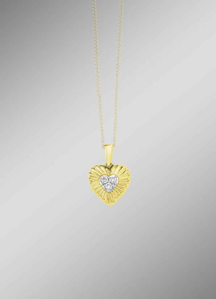 Herz-Anh&auml;nger in Bicolor mit 3 Brillanten 