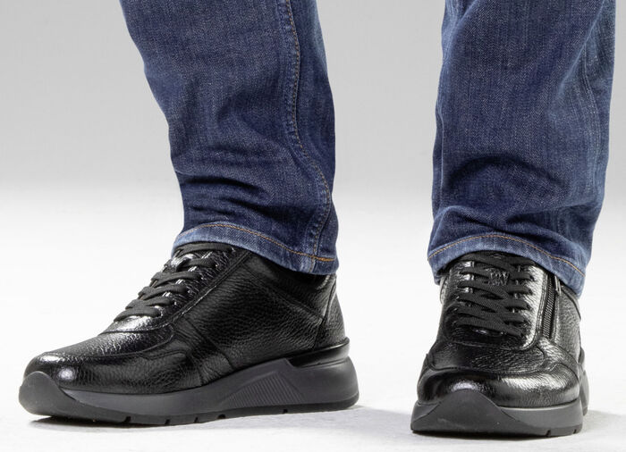 GINO GALANTE, klassische Herren-Sneaker, mit Reissverschluss SCHWARZ