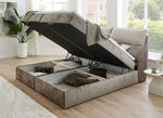 Boxspringbett mit Bettkasten und Kaltschaumtopper BEIGE-BRAUN