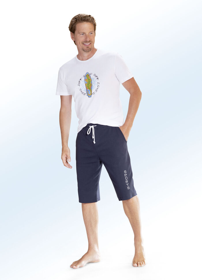 Bermuda mit breitem Bund in 4 Farben MARINE