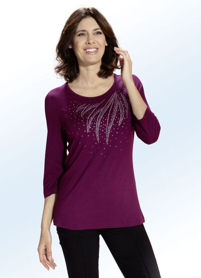Shirt mit schmückender Steinzier in 2 Farben 