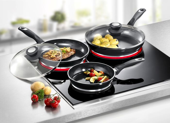 Aluguss-Profi-Pfannen-Set, 5-teilig, mit 3-facher Thermo-Keramikbeschichtung 