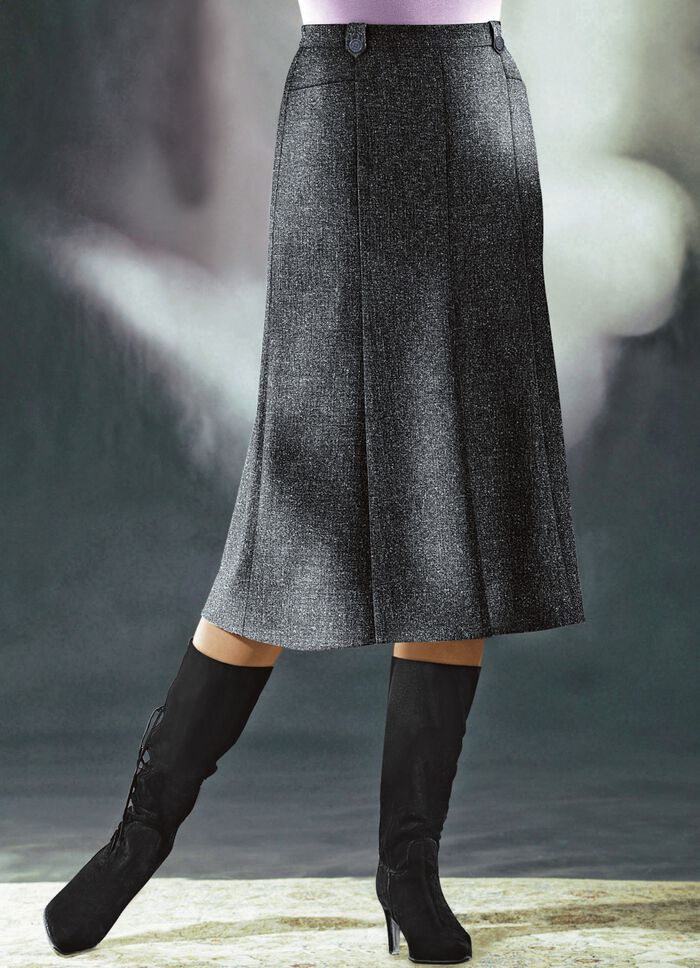 Bahnenrock  in Tweed mit Boucle-Effektgarn ANTHRAZIT MEL.
