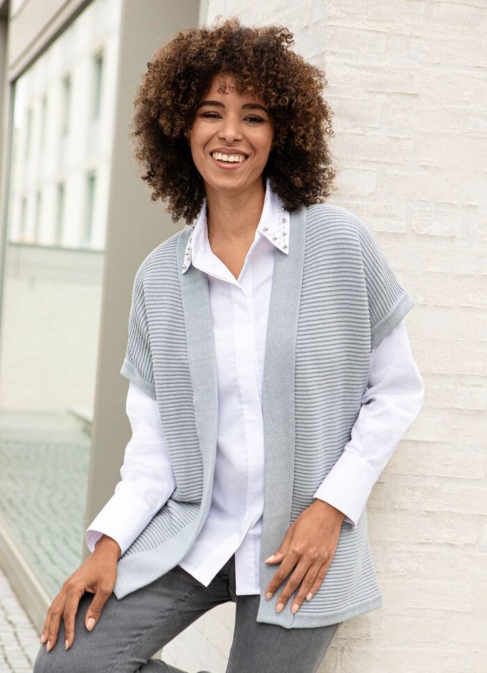 Gilet mit Strukturmuster GRAU MELIERT