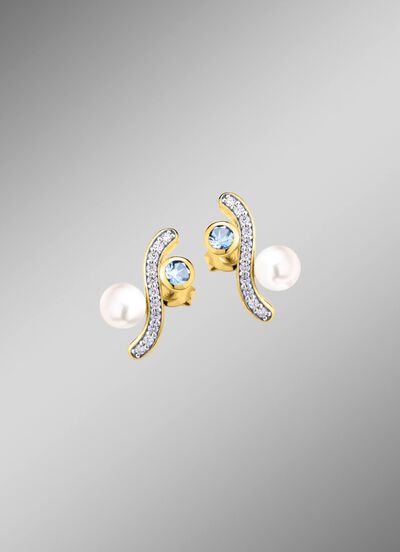 Eleganz mit einem Hauch von Farbe &ndash; Vergoldete Ohrstecker 