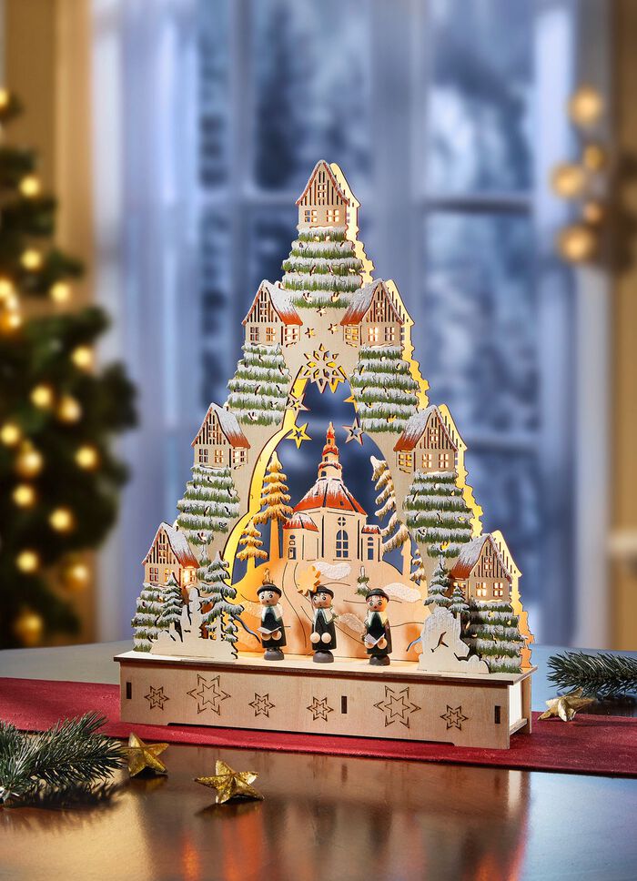 Schwibbogen aus Holz NATUR-GR&Uuml;N