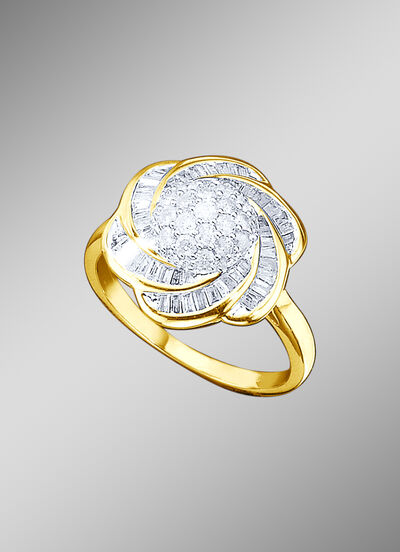 Damenring mit 19 Brillanten und 54 Baguette- Diamanten 