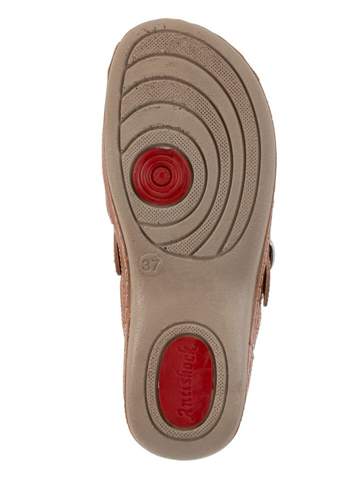 ELENA EDEN, sommerliche Damen-Clogs, Weite G, mit verstellbarer Schliesse COGNAC