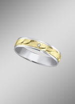 Trauring in Bicolor mit geh&auml;mmerten Glanzschnitten 