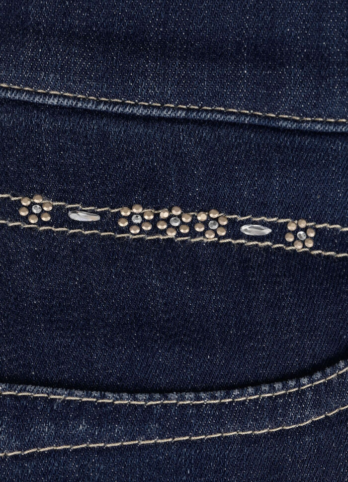 Jeans mit dezenter Strasszier DUNKELBLAU